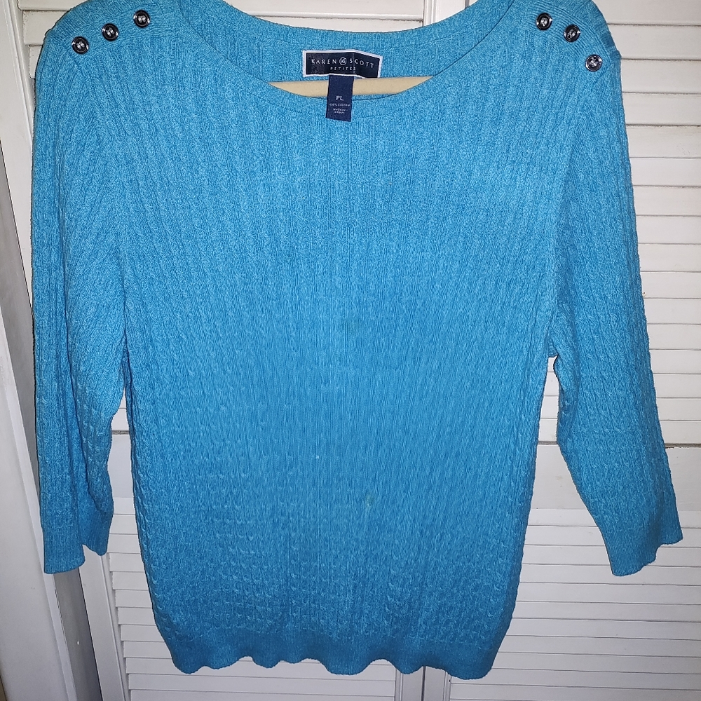 Karen Scott petites teal blue PL